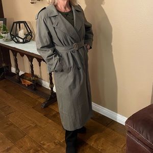 London Fog full length trench coat with scarf